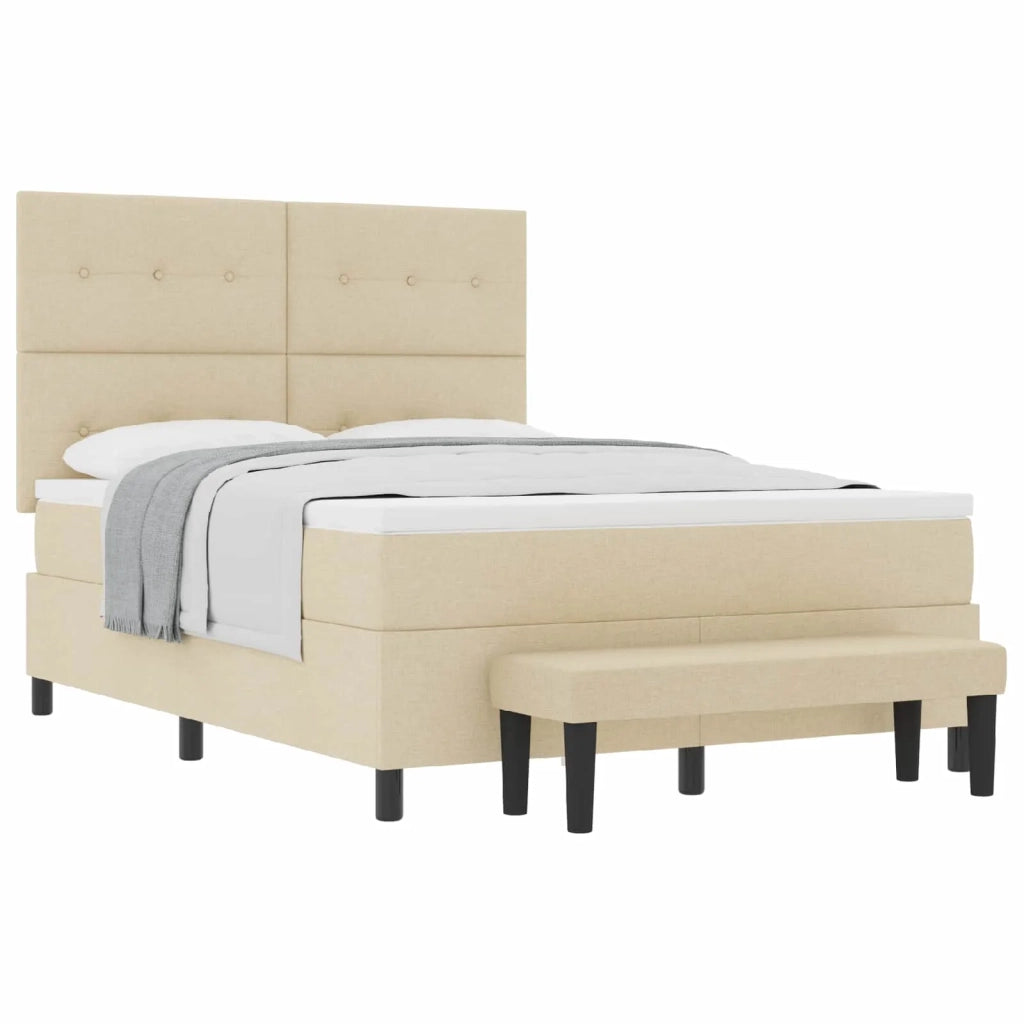 Letto a molle con materasso Crema 160 x 200 cm Tessuto