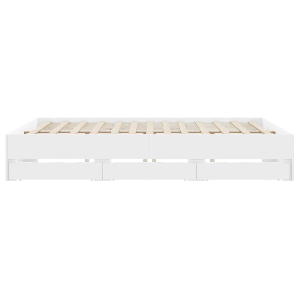 Giroletto con Cassetti Bianco 200x200 cm in Legno Multistrato