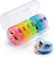 Pillendoos 2 Compartimenti Colori dell'Arcobaleno - Adatto a Bambini e Anziani - Incluso Scatola da Viaggio