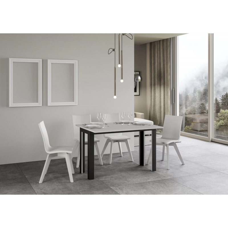 Tavolo apribile 120/200x45/90 cm Linea Double telaio Antracite - Bianco Frassino