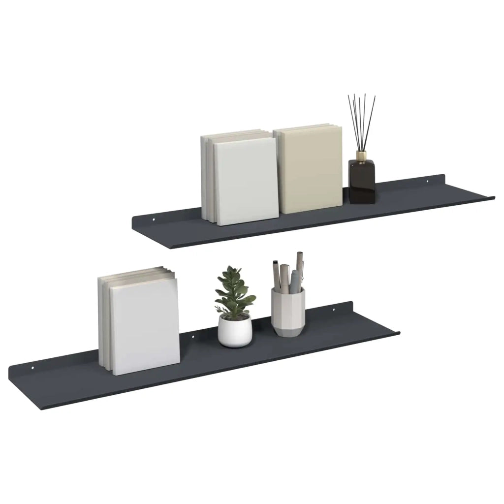 Mensola sospesa 2 pcs Antracite 80 x 18 x 2,5 cm Acciaio 8004036