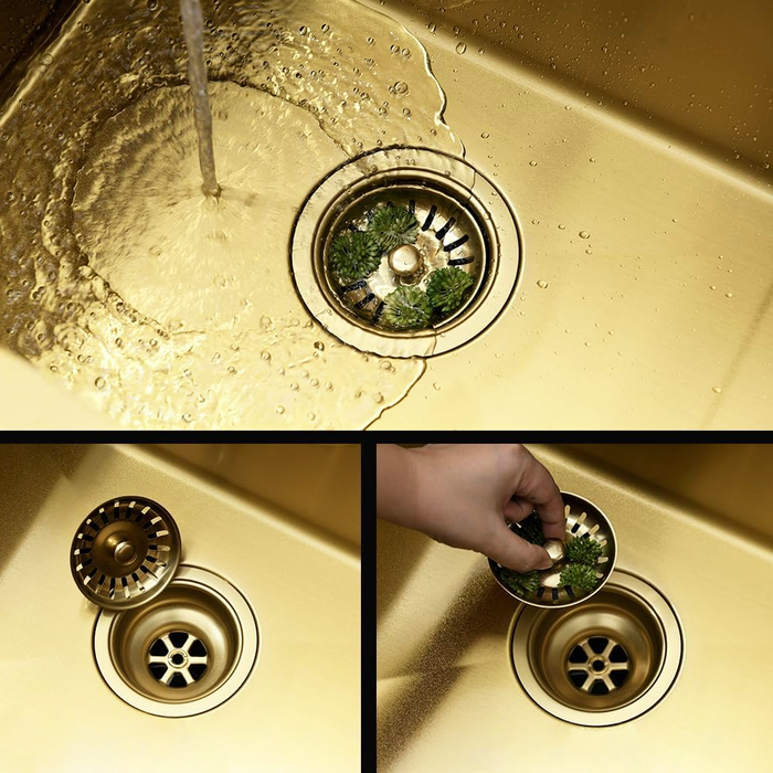 Lavello In Acciaio Paul Brush Gold senza rubinetto da cucina