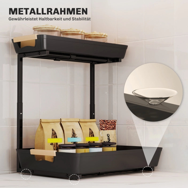 MENSOLA DA CUCINA Regolabile 40 x 30 x 33,5-42 cm Nero Plastica