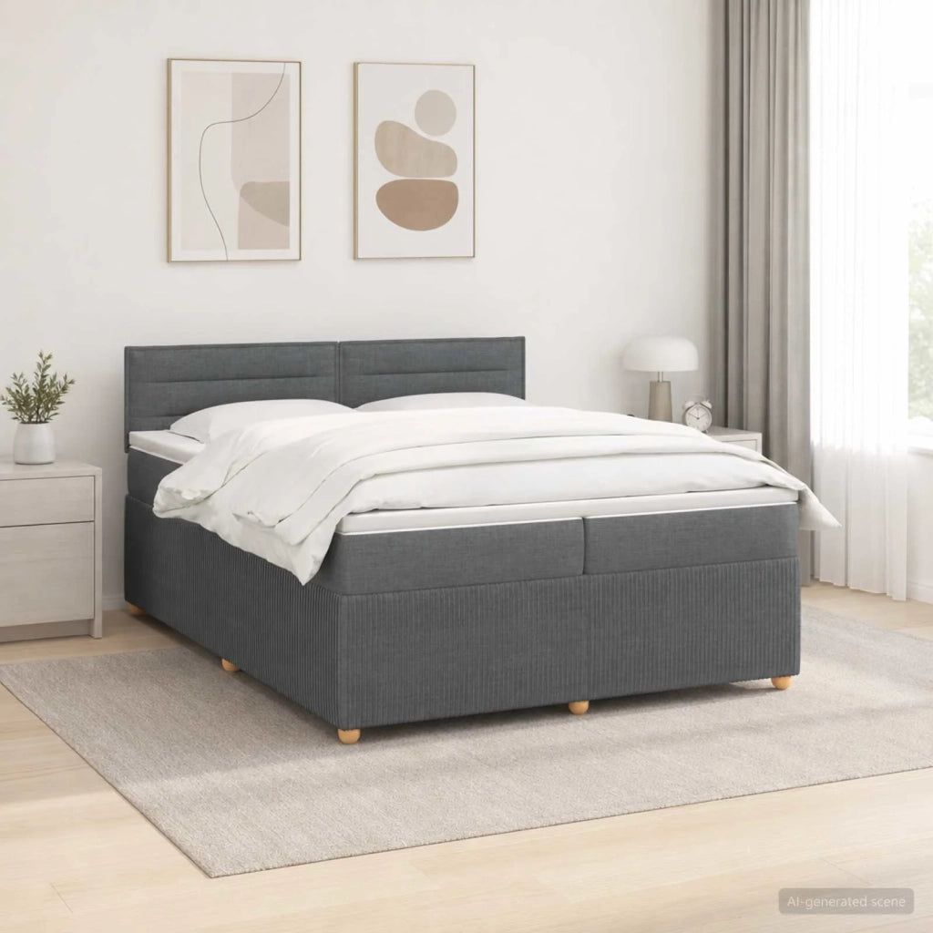 Letto box spring con materasso Grigio Scuro 200 x 200 cm 3453003