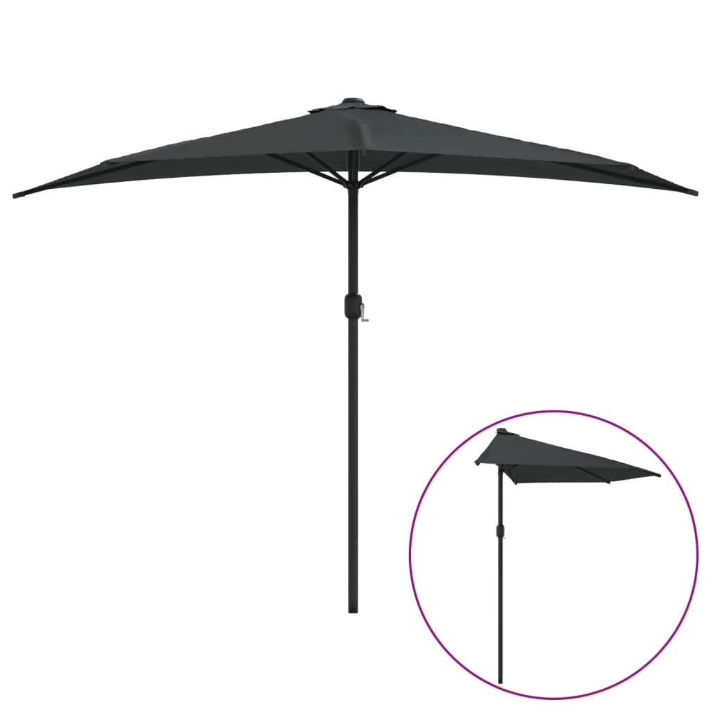 Ombrellone da balcone e palo in alluminio antracite 300 x 150 cm mezzo 02_0008311