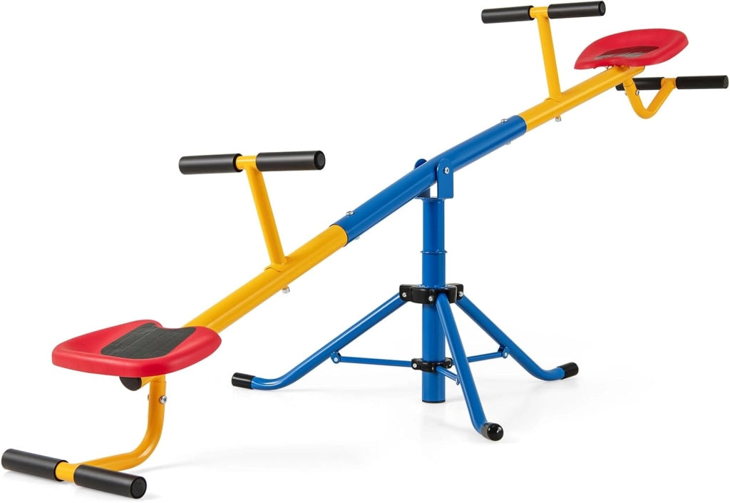 Altalena Basculante per Bambini, Altalena Saliscendi a 360° con Fermo per le Gambe, Altalena Basculante per Esterno Cortile e Parco Giochi, 2 Posti a Sedere