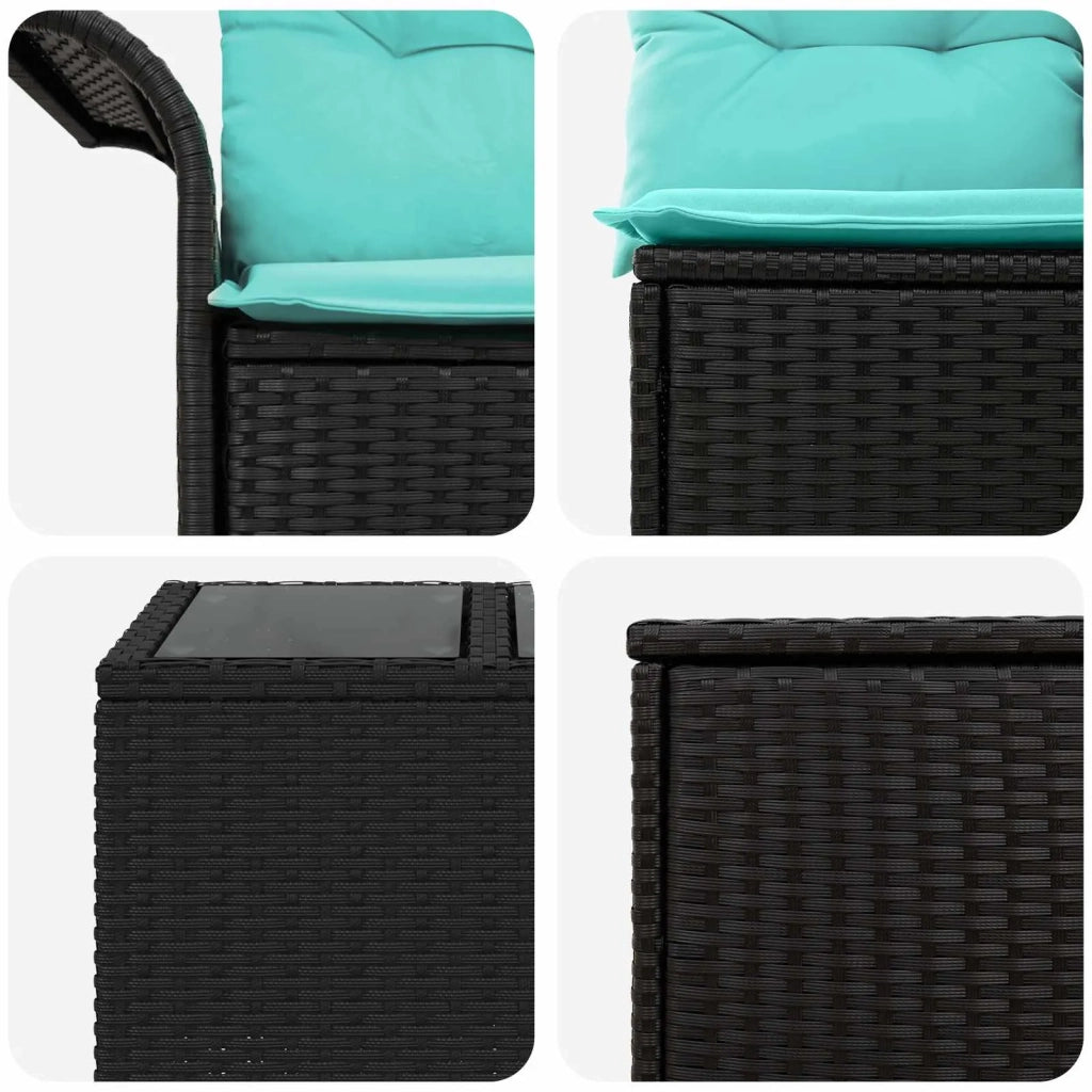 Set di divani 6 pcs 4-Numero di posti Nero e Blu 3447066