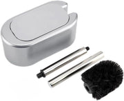 Set di Spazzola per la Toilette con Orecchiatura per Parete e Manico in Acciaio Inox per Bagno - Argento - Compatta e Stilosa