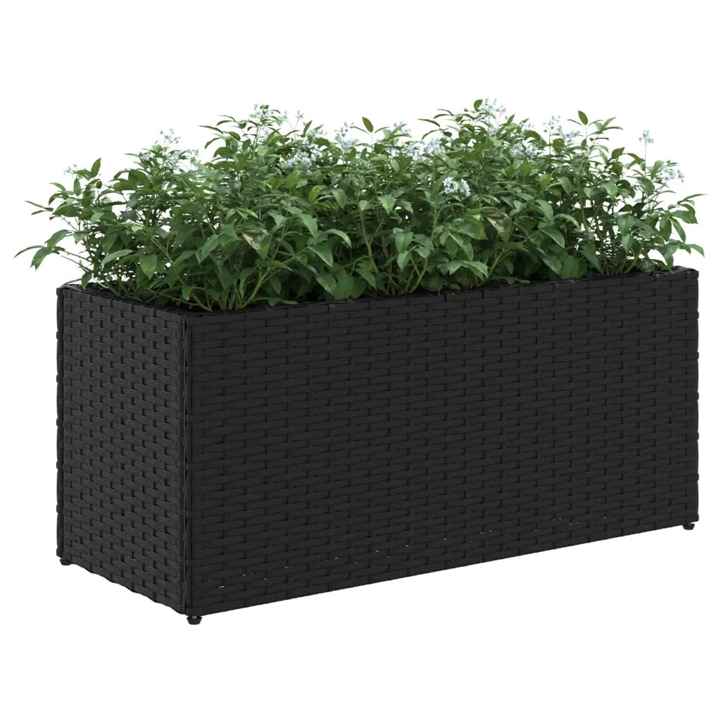 Fioriere da Giardino con 2 Vasi Nere 72x30x32 cm in Polyrattan 3210528
