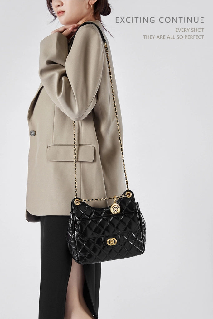Borsa e borsetta da donna in vera pelle nera
