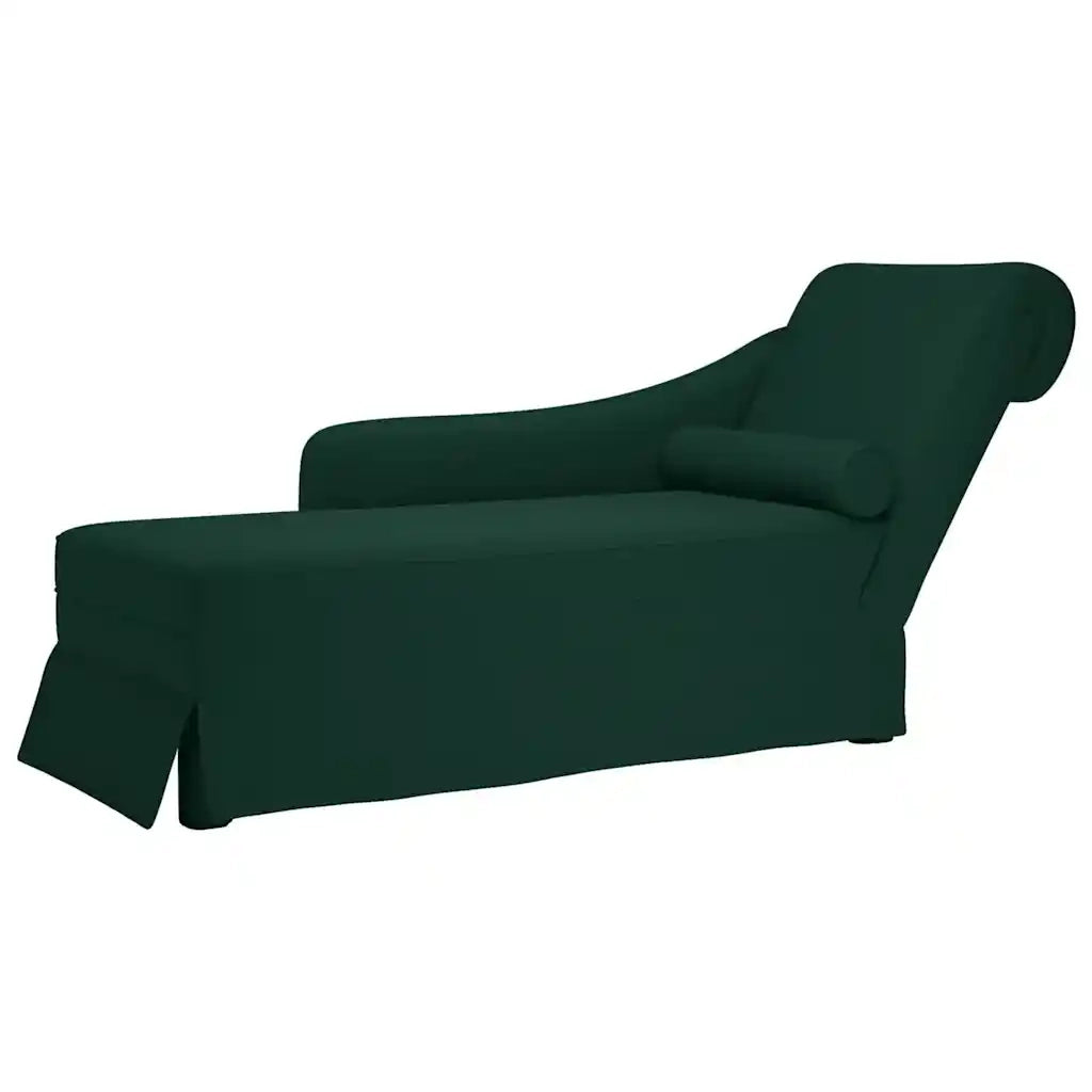 Sdraio con Capezzale e Bracciolo Destro Verde Scuro in Velluto