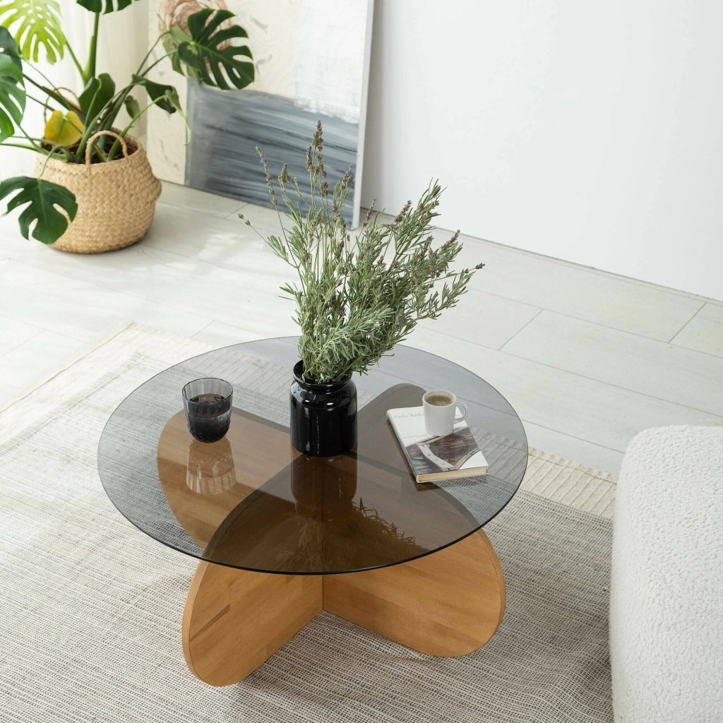 Bagolino, Tavolino da Salotto Portariviste, 75x75x35h cm Marrone Rovere