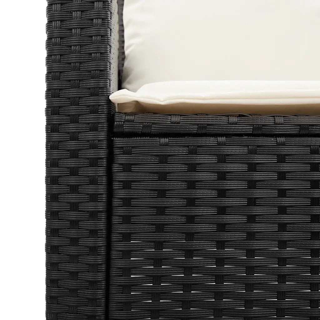 Set Divano da Giardino 6 pz con Cuscini Nero in Polyrattan
