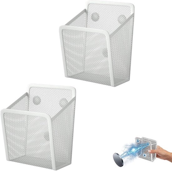Set di due organizzatori magnetici per ufficio, accessori per lavagna bianca, pannelli magnetici, pannelli da parete, organizzatore per frigorifero, lavagna bianca, accessori per armadietti (bianchi)