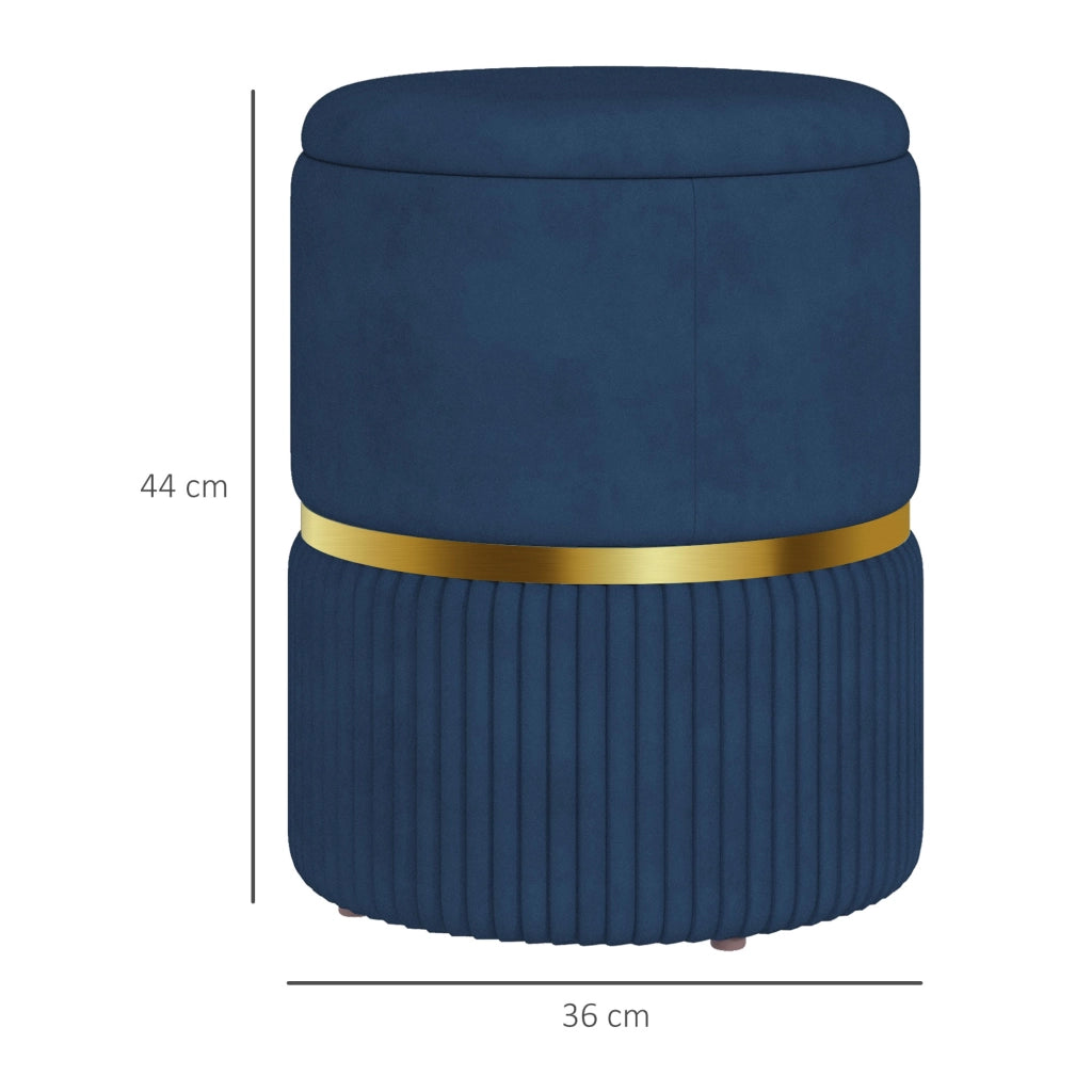 Pouf con contenitore in velluto rigato ¨C zephmum ¨C blu 36x36x44 cm