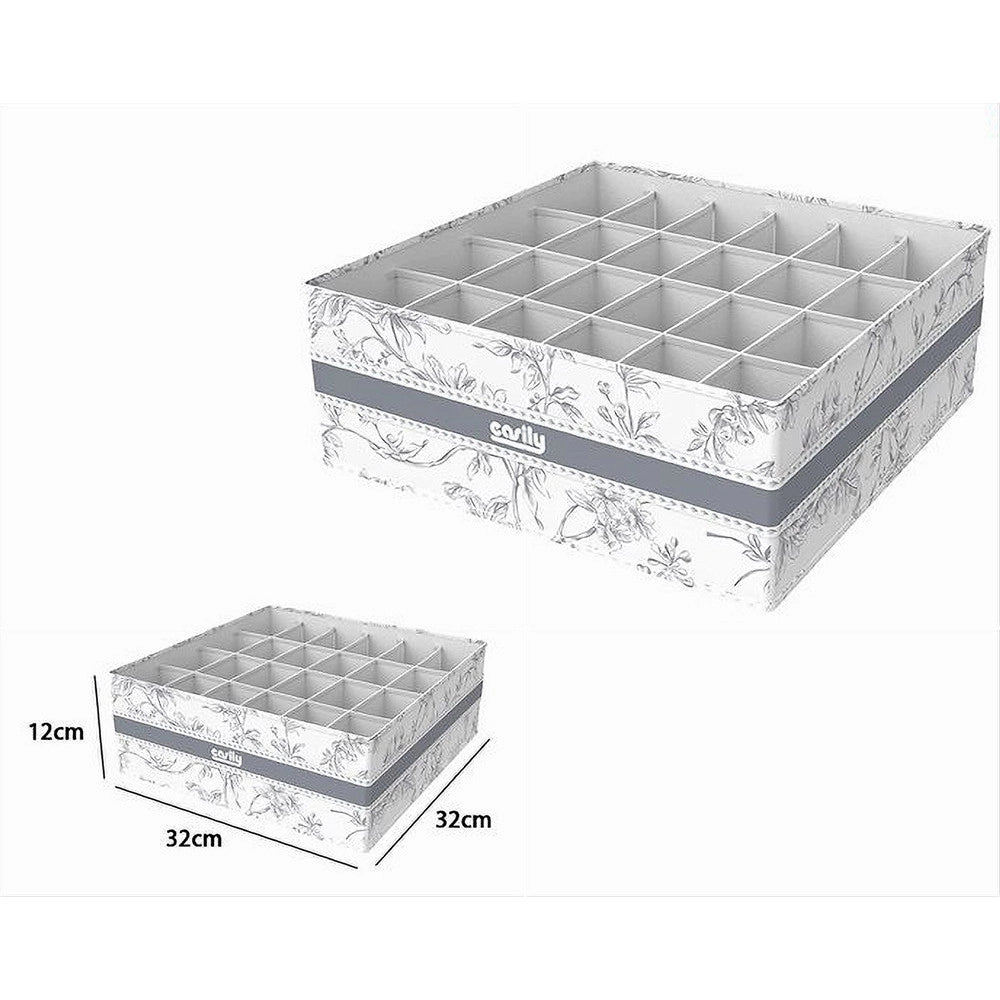 Trade Shop - Organizer Per Armadio 24 Scomparti Scatola Salvaspazio 32x32x12cm Fantasia 87334 -