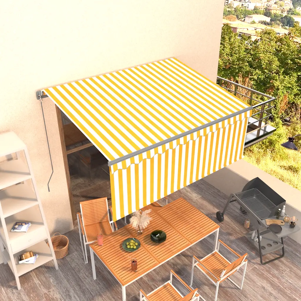 Tenda da Sole Retrattile con Parasole 3,5x2,5m Gialla e Bianca 3069398