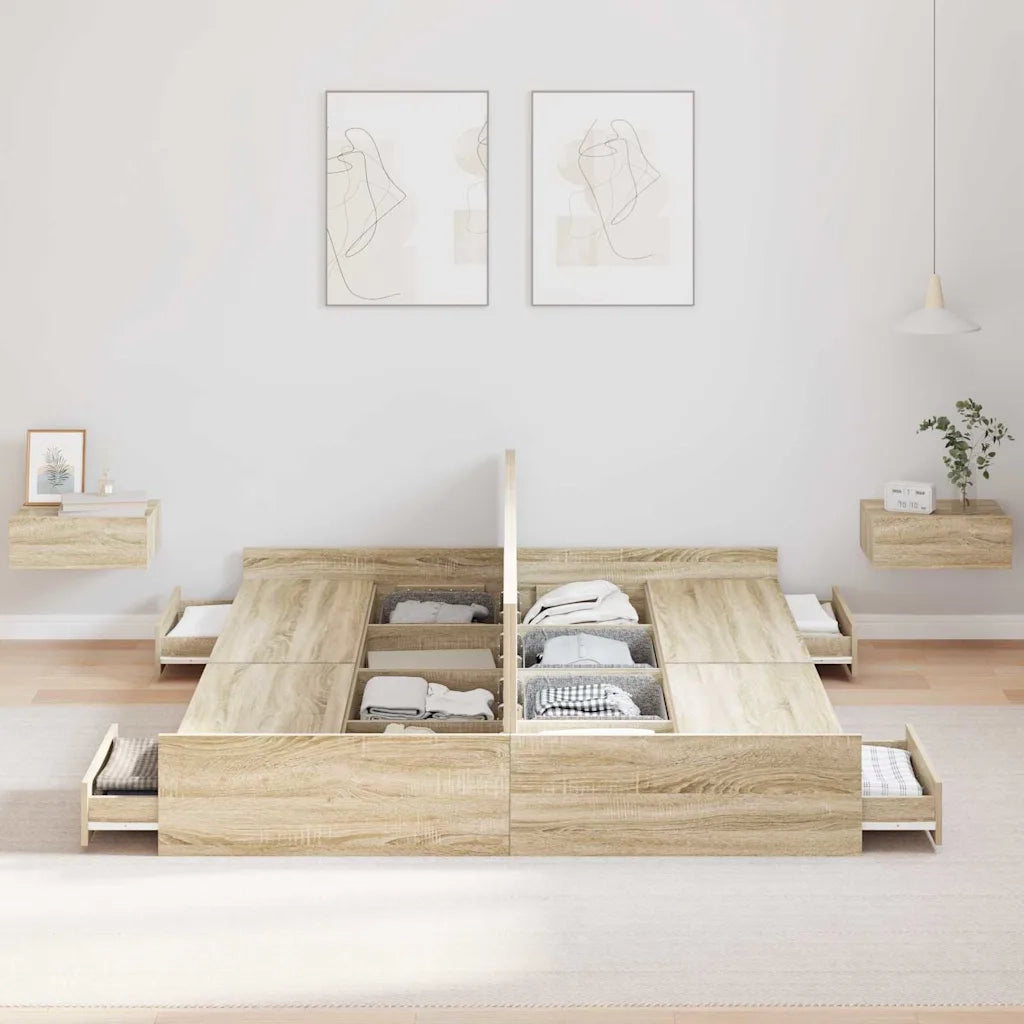 Struttura letto con contenitore Rovere Sonoma 135 x 190 cm 3335319
