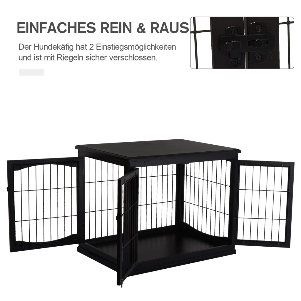 Casetta da giardino con piano d’appoggio e due ingressi in MDF e metallo nero 58,5 × 81 × 66 cm