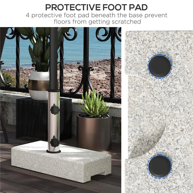 BASE PER OMBRELLONE DA GIARDINO 25KG PER PALI DA Ø32MM, Ø38MM E Ø48MM, IN GRANITO E ACCIAIO INOX, 45X22.5X40 CM, GRIGIA