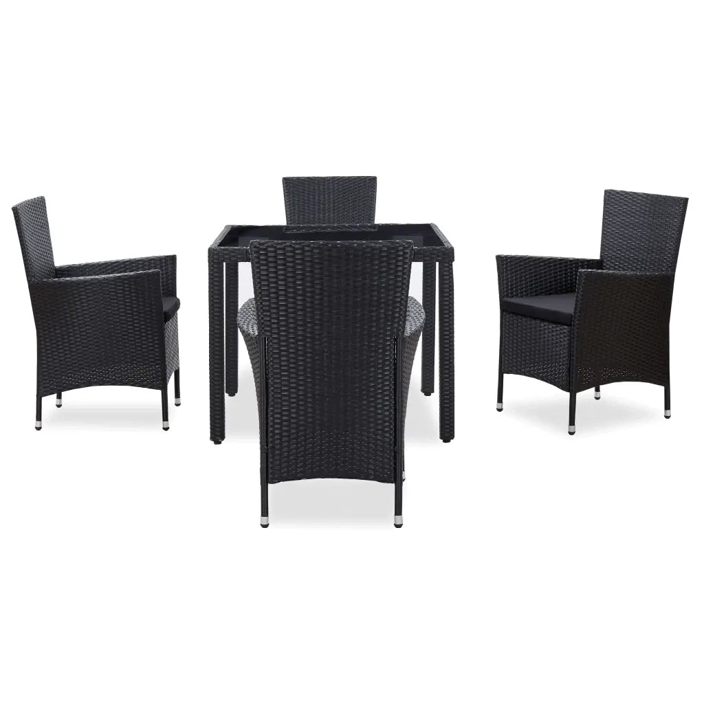 Set da Pranzo da Giardino 5 pz | Set Salotto da Giardino in Polyrattan Nero