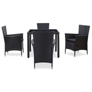 Set da Pranzo da Giardino 5 pz | Set Salotto da Giardino in Polyrattan Nero