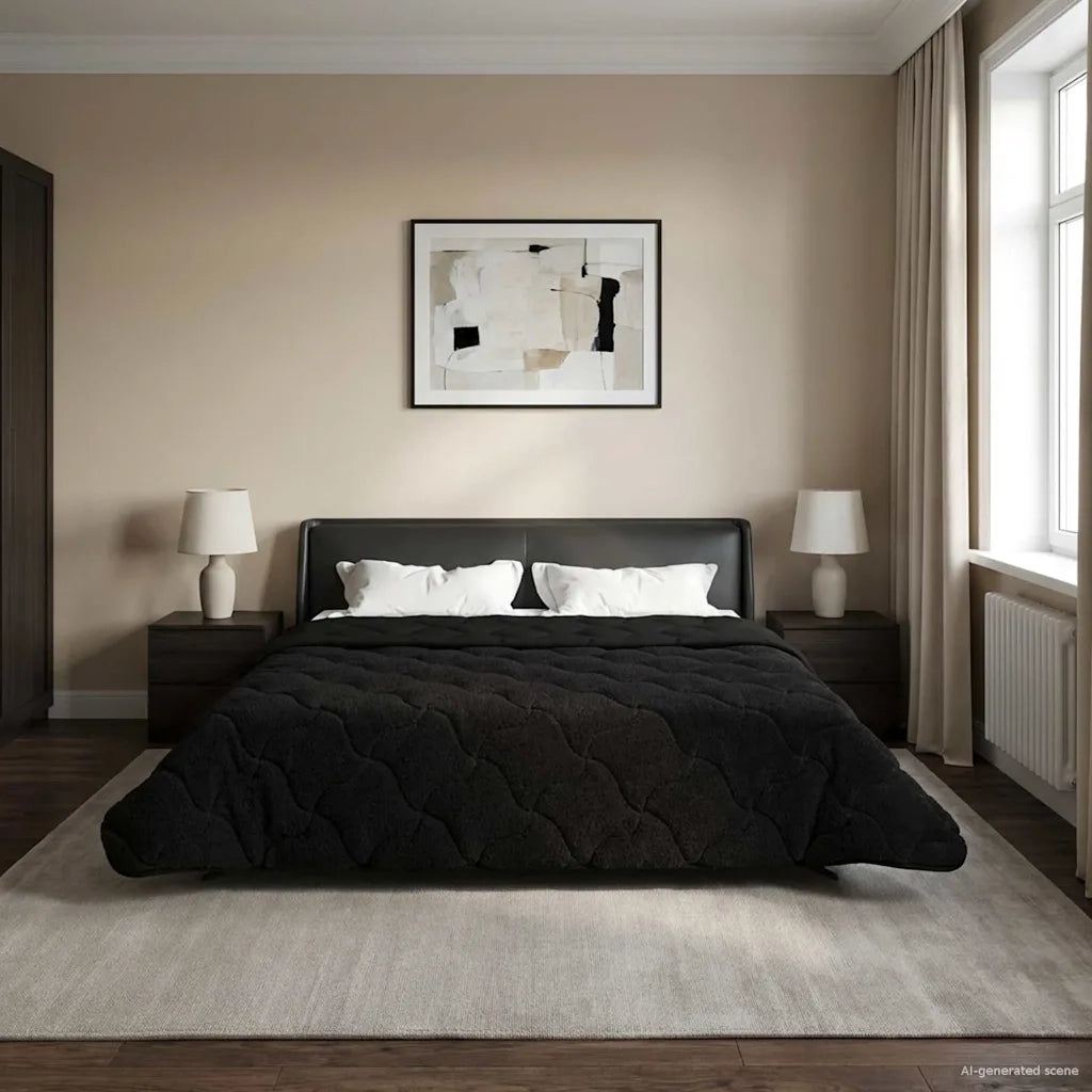 Duvet Invernale Nero 200 x 240 cm Microfibra e Fleece Teddy 42026329