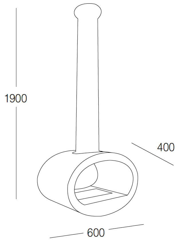 Camino a Bioetanolo da Soffitto 60x40x190 cm Karlsen Cervinia Nero