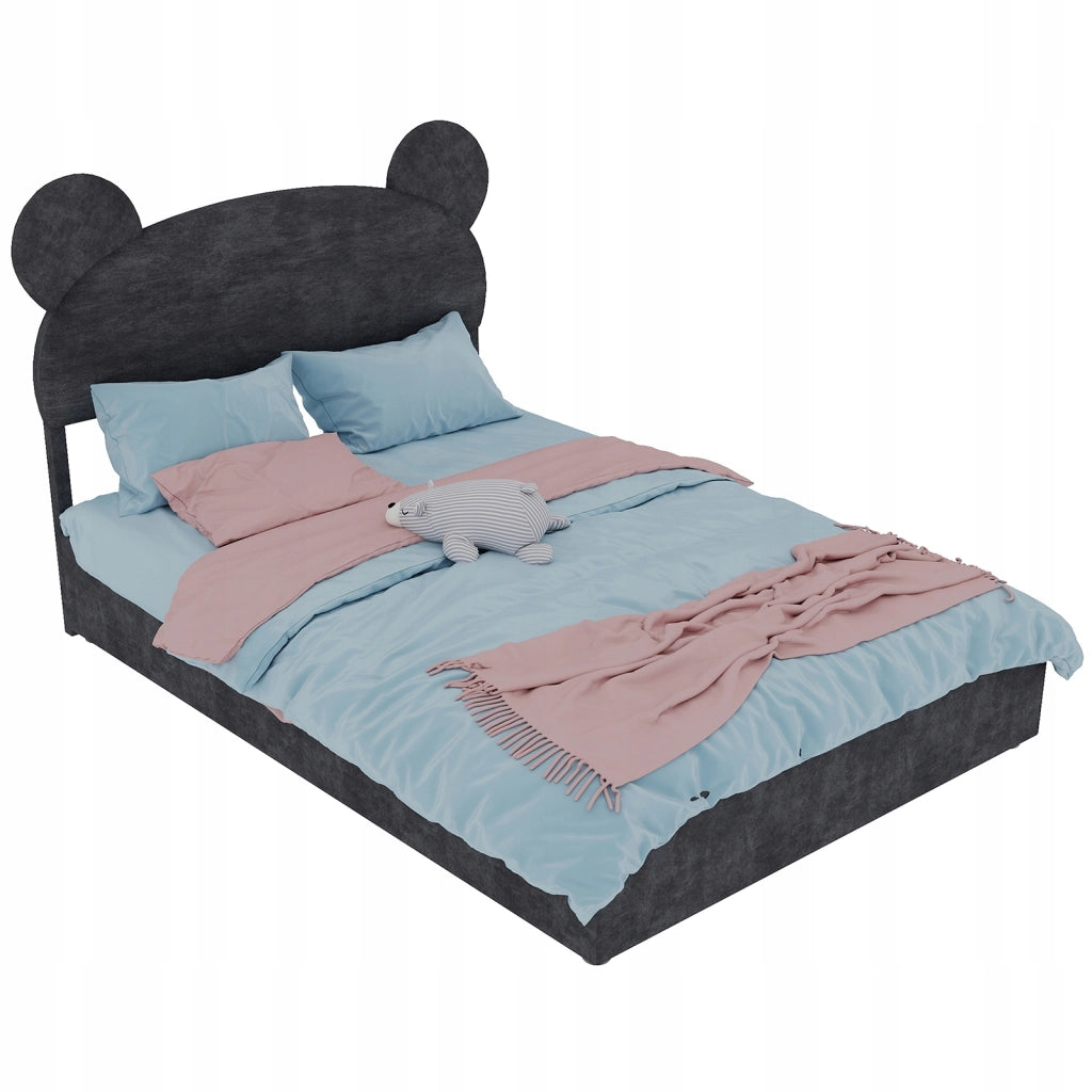 Letto imbottito 140x200 grigio - Xylo - con struttura sollevabile