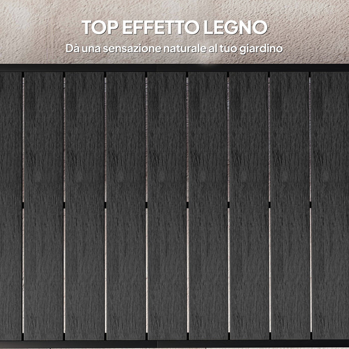 Tavolo da Pranzo da Giardino per 8 Persone in Alluminio e Plastica Nero