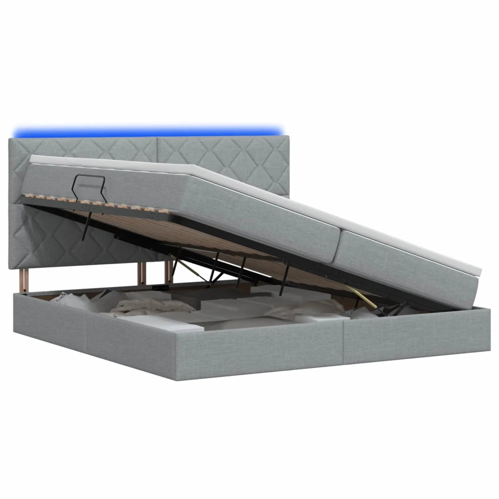 Letto con contenitore LED e materasso Grigio Chiaro 3460029