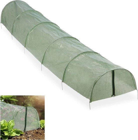 Foglia di tunnel per coltivazione con chiusura a raccordo 29 metri, pieghevole contro insetti, uccelli e freddo, verde.