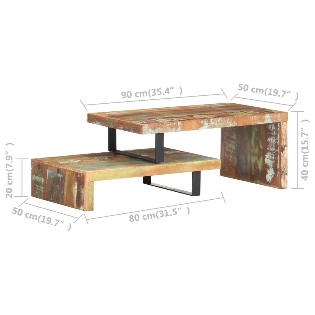 Set Tavolini da Salotto 2 pz in Legno Massello di Recupero cod mxl 17263