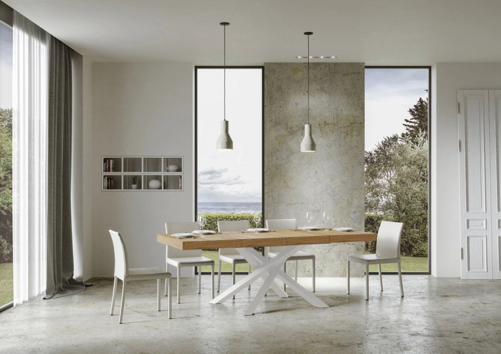 Tavolo allungabile 90x120/224 cm Volta Premium quercia natura telaio bianco