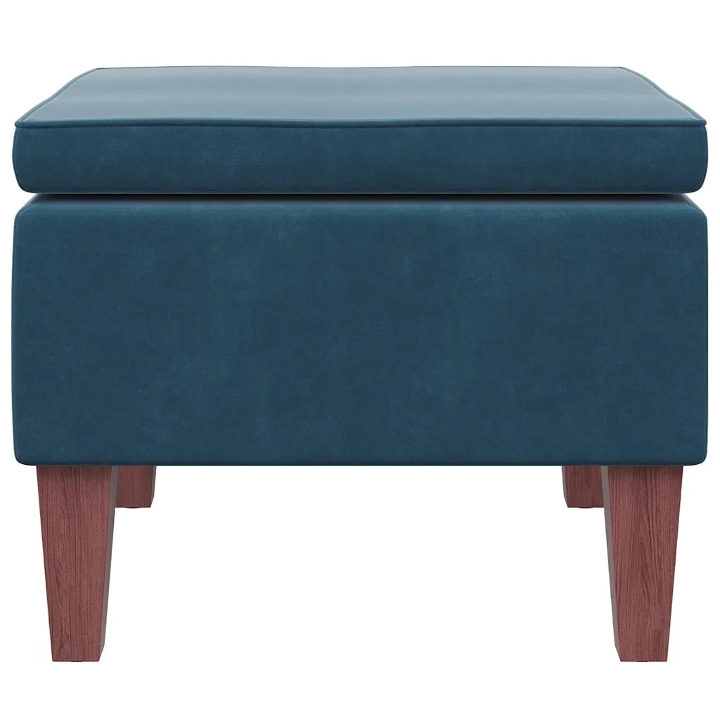 Poggiapiedi con Gambe in Legno Blu in Velluto cod mxl 46593
