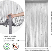 2 pezzi di tende a stringhe con glitter in argento per finestre 100x200cm, divisori per camera, tende per armadio, pannelli per finestra, parete per ingresso, camera da letto, privacy, decorazione per party, matrimonio, hippie, camera