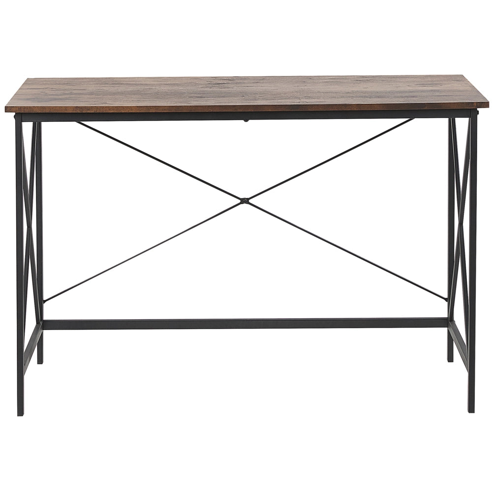 Scrivania da ufficio in legno scuro con piano in MDF Nero gambe in metallo 115 x 60 cm industriale