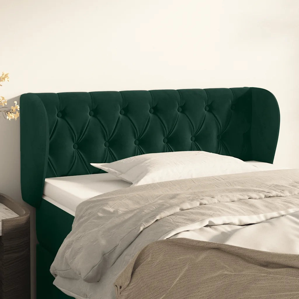Testiera | Testata ad Orecchio Verde Scuro 103x23x78/88 cm in Velluto