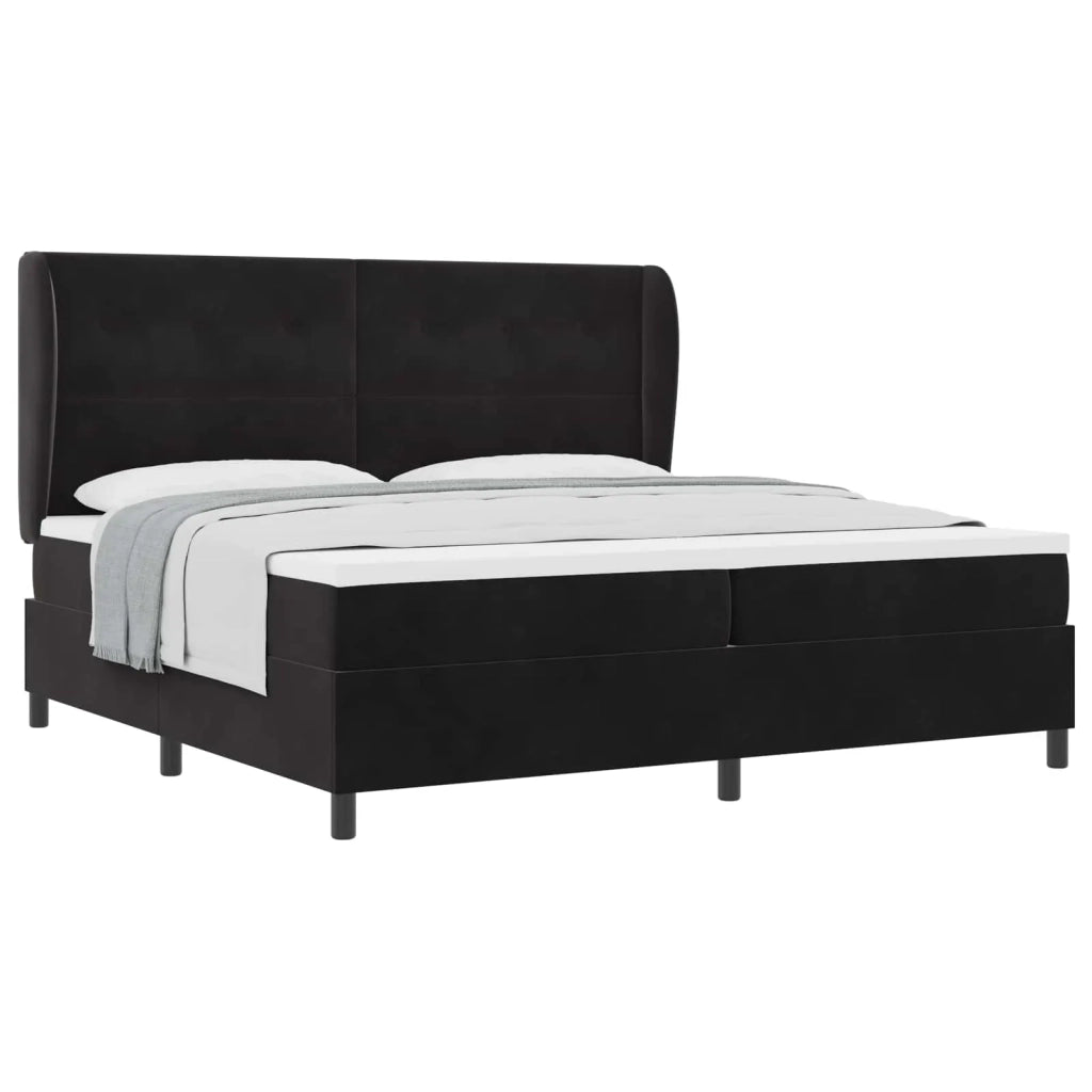 Letto a molle con materasso Nero 200 x 200 cm Velluto 3340948
