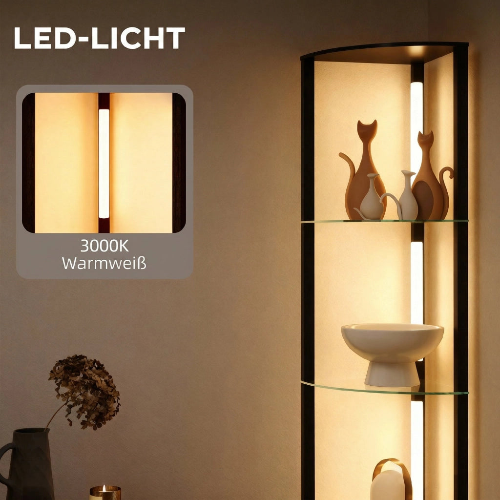 Lampada da terra con scaffale in vetro ¨C zephmum ¨C nero 3 livelli luminosit¨¤ interruttore a pedale
