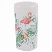 Trade Shop - Bicchiere Porta Spazzolino Con Fenicotteri In Plastica Accessorio Bagno 69964 -