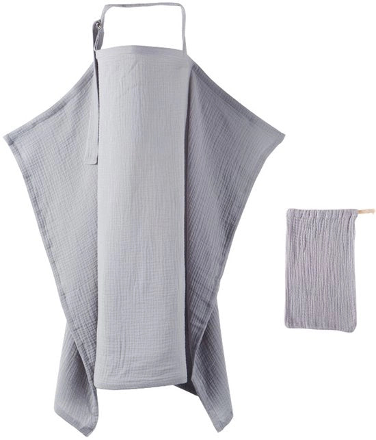 Pannolino con tasca di stoccaggio, 75*95cm camicia di lattazione in cotone, cinturino regolabile per la spalla, abbigliamento per l'allattamento in cotone puro, camicia di lattazione, colore spazio grigio