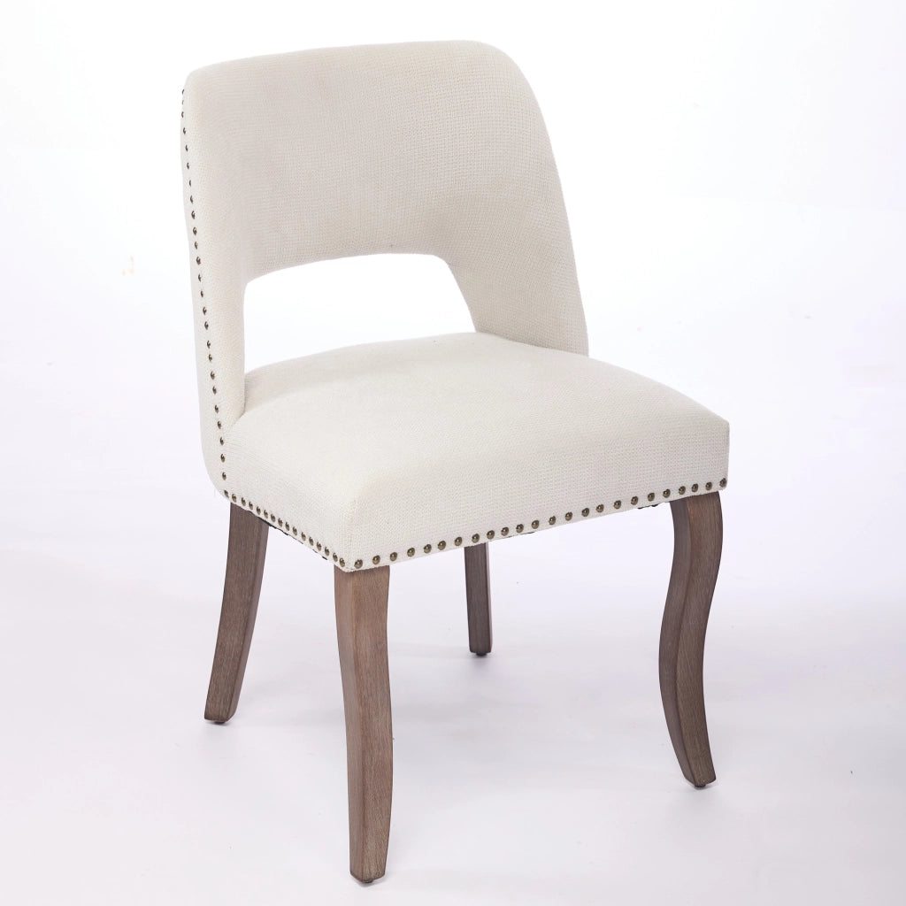 Sedie da Pranzo in Legno Set 2 Pezzi ¨C MINIMAL ¨C Imbottite Tessuto Beige, Stile Moderno