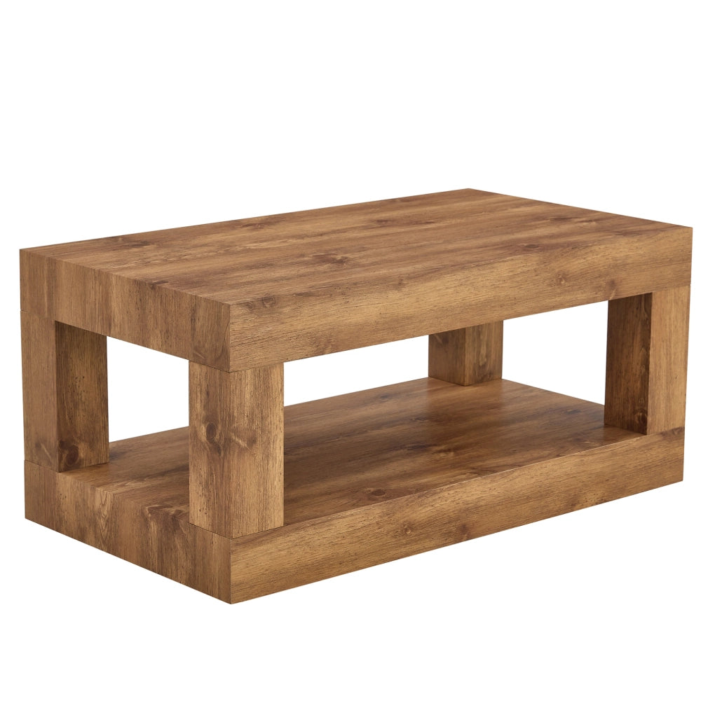 Tavolino da caffè rettangolare a 2 livelli in MDF; 104x65;5x28 cm; colore legno