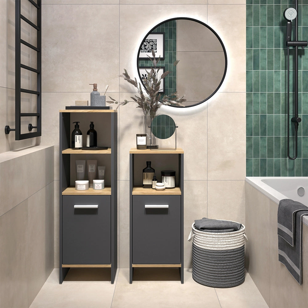 Vicco Set di mobili da bagno Antracite/quercia dorata 2 parti