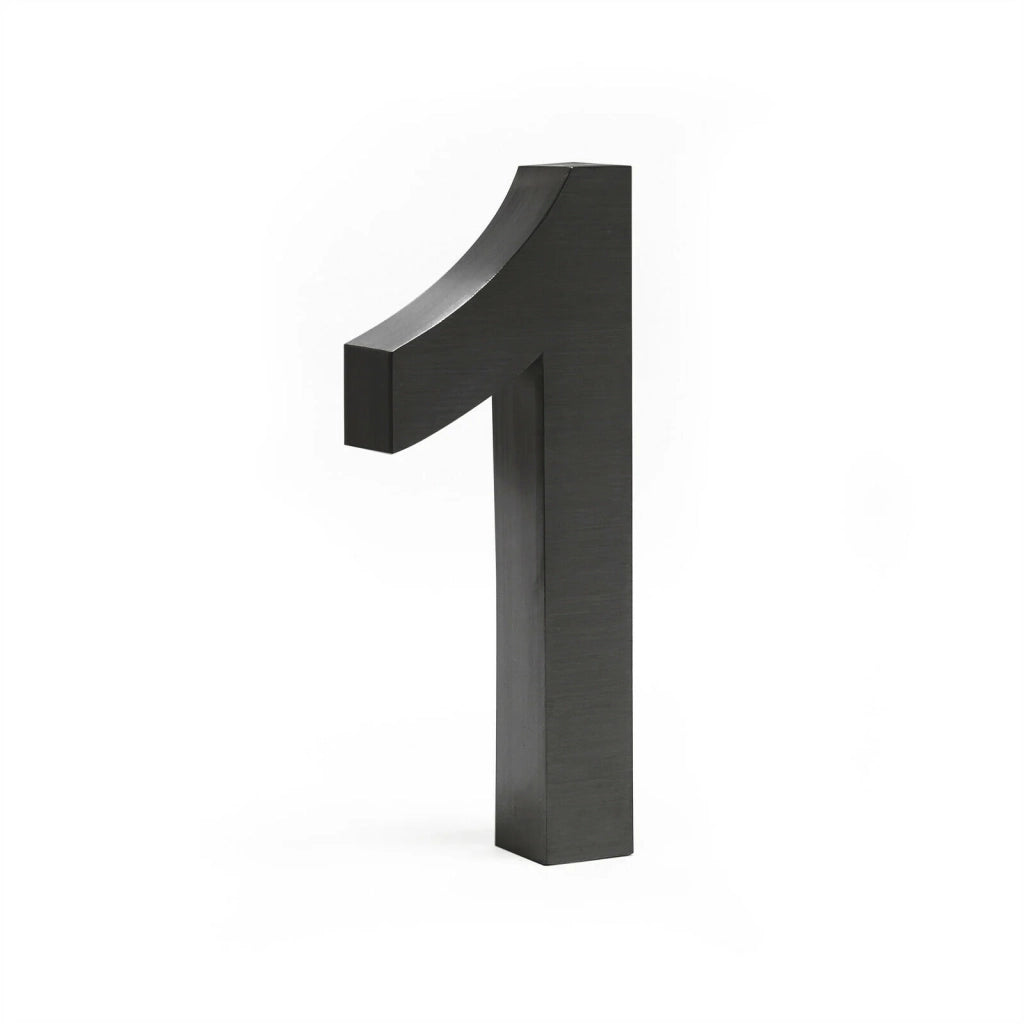 Targa con numero civico "1" arial antracite 3d 20 cm acciaio pregiato resistente alle intemperie 16_0001439