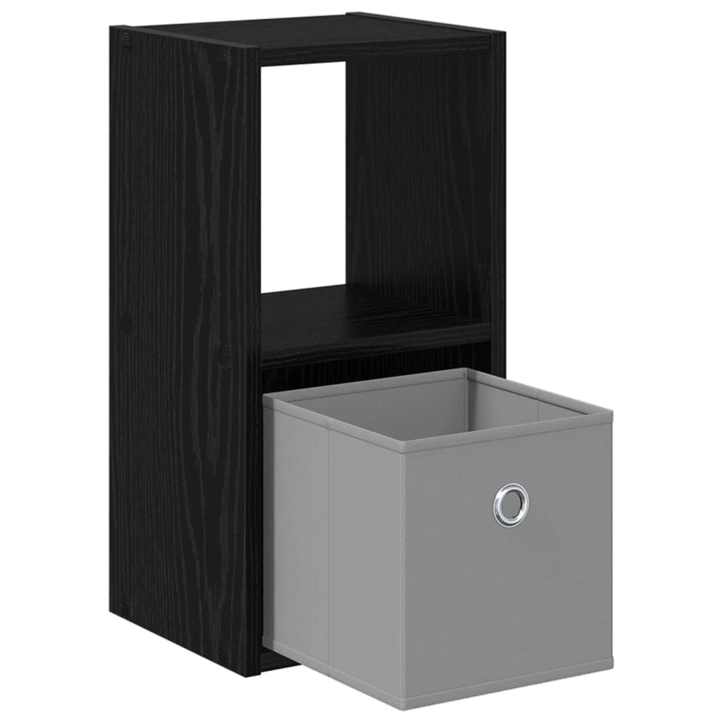Comodino | Armadio da Notte | Mobiletto da notte Rovere Nero 25,5 x 22 x 49,5 cm Legno multistrato