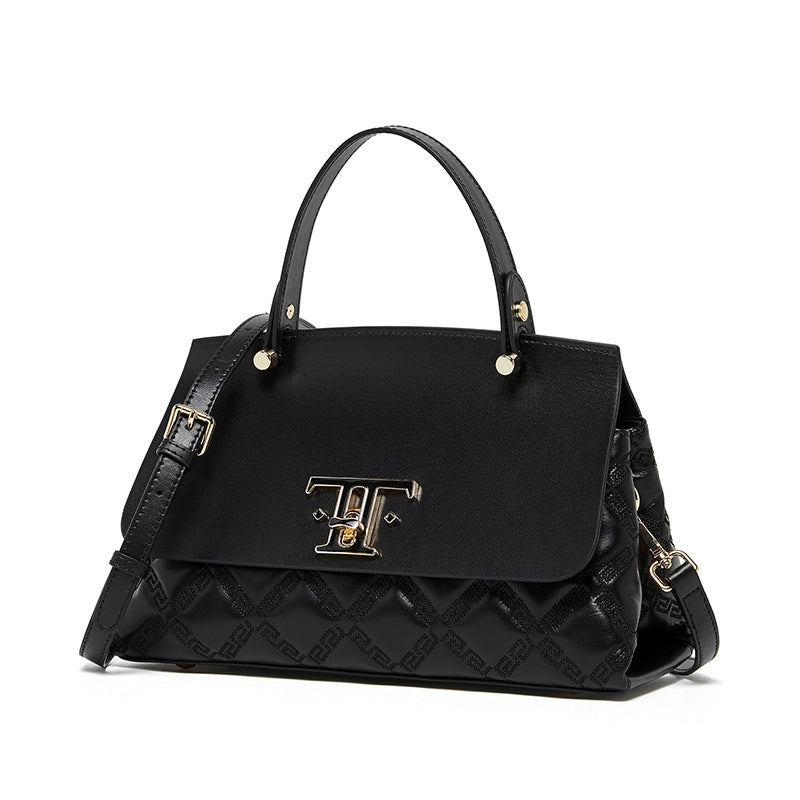 Borsa a mano in vera pelle nera