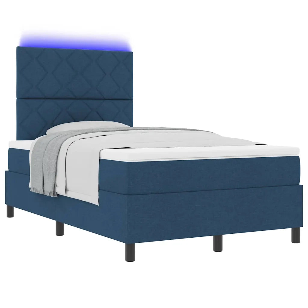 Letto a molle con materasso con led Blu 120 x 190 cm Tessuto