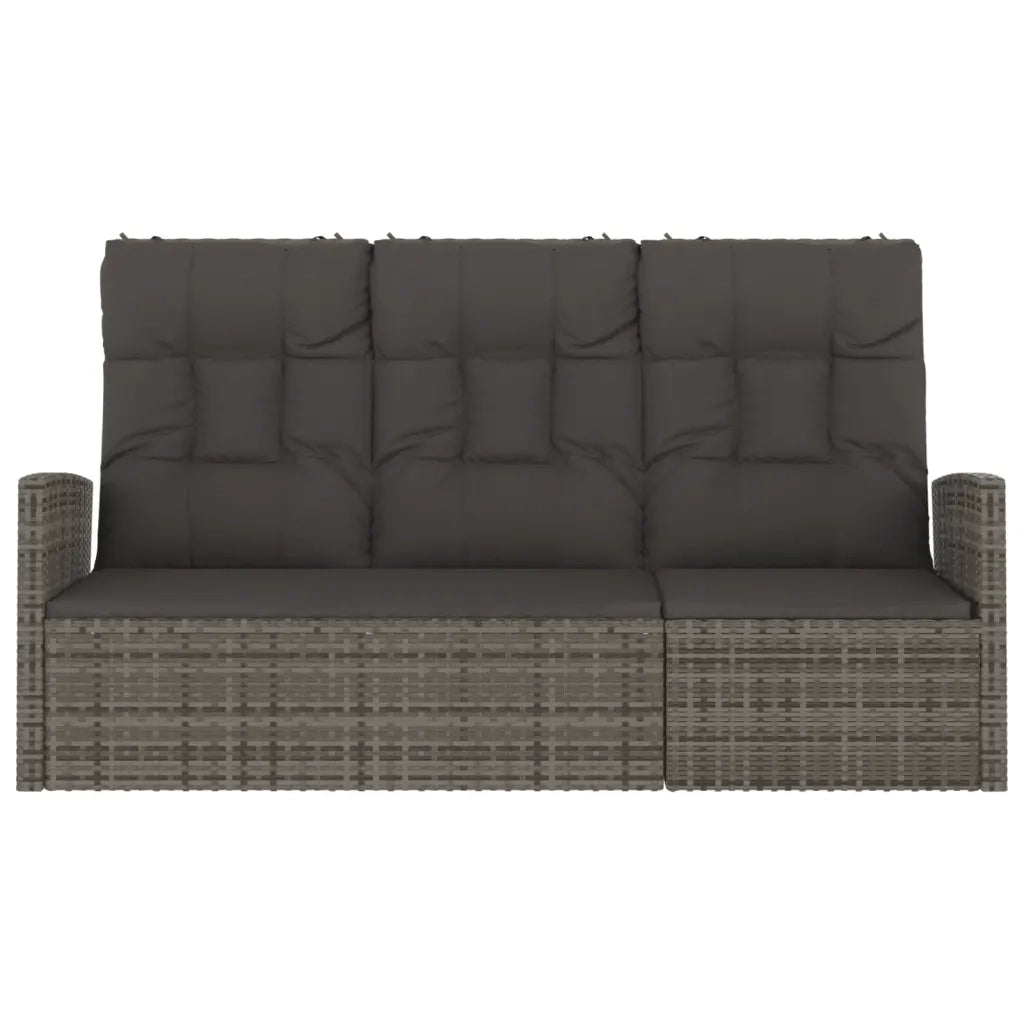 Panca Giardino Reclinabile con Cuscini 173cm Polyrattan Grigio 362184